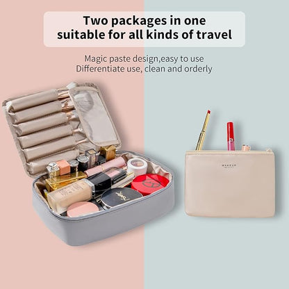 Travel Makeup Bag Cosmetic Bag Makeup Bag Toiletry bag for women and men (Grey)