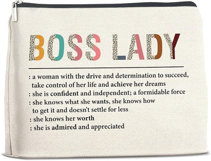 Makeup Bag Boss Lady Gifts for Women Female, Thank You Gifts for Boss Lady Definition Cosmetic Bag Zipper Makeup Pouch