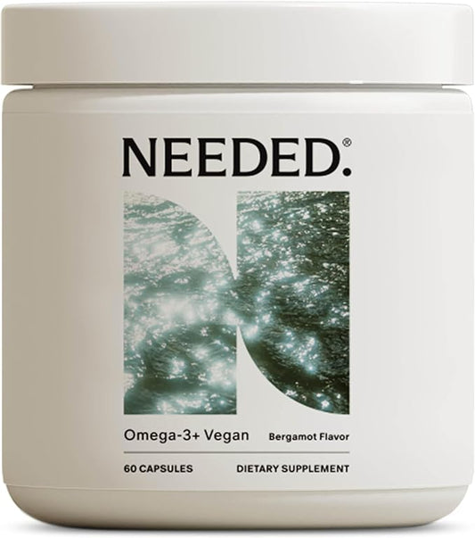 Needed Vegan Omega 3 DHA EPA Supplement - Delivers 500MG of Omega-3 DHA & EPA and 100MG of Choline, Encased in Veg Capsule, Sustainably Sourced from Algae Oil, Daily Dose of 2 Capsules, 30-Day Supply