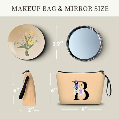 SEAMOON Birthday Inspirational Bridesmaid Proposal Team Small Gifts for Women Mom Aunt Teacher Sister Coworkers Makeup Cosmetic Bag Travel with Mirror Mothers Day Christmas Graduation B
