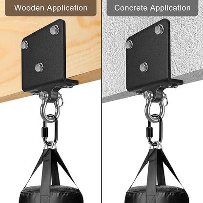 Kipika Punching Bag Hanger - Heavy Bracket 180° Swivel I-Beam Mount with Ceiling Installation Thick Hardware, Hooks for Boxing, Aerial Yoga, and Home Gym