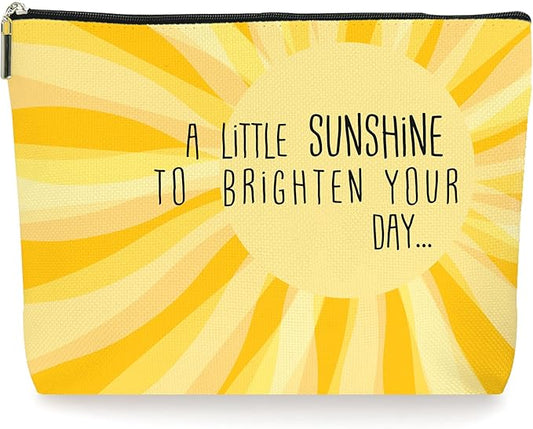 Yellow Sunshine Inspirational Makeup Bag Cosmetic Bag, Birthday Christmas Summer Gifts For Women Mom Friends Sister Wife Grandma Daughter Teacher Coworker. (001)