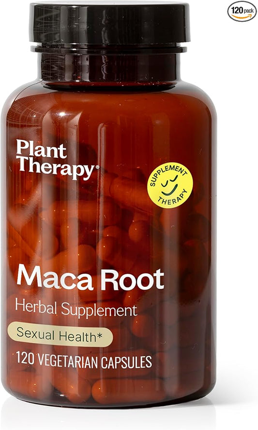 Plant Therapy Maca Root Herbal Supplement Capsules, Supports Sexual Health for Men & Women, Mood-Boosting, Energizing & Reduces Tension, 120 Vegetarian Capsules (4 Month Supply), Made in The USA