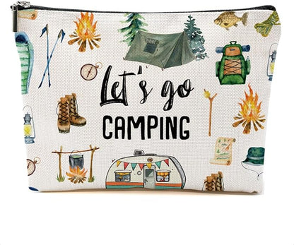 Camping Gifts Makeup Bag Camping Gift Cosmetic Bag Camping Accessories for Women Girls Camping Lovers Friend Sister Daughter Travel Organizer Zipper Pouch Graduation Birthday Friendship Gifts