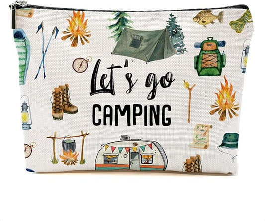 Camping Gifts Makeup Bag Camping Gift Cosmetic Bag Camping Accessories for Women Girls Camping Lovers Friend Sister Daughter Travel Organizer Zipper Pouch Graduation Birthday Friendship Gifts