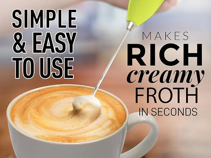 Zulay Powerful Milk Frother for Coffee with Upgraded Titanium Motor - Handheld Frother Electric Whisk, Milk Foamer, Mini Mixer & Coffee Blender Frother for Frappe, Latte, Matcha, No Stand - Lime Green