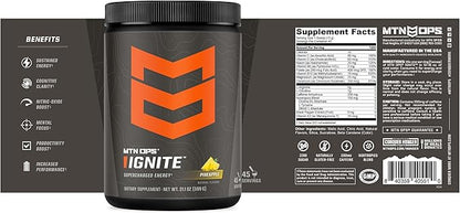 MTN OPS Ignite Supercharged Energy Drink Mix 45-Serving Tub, Pineapple Crush