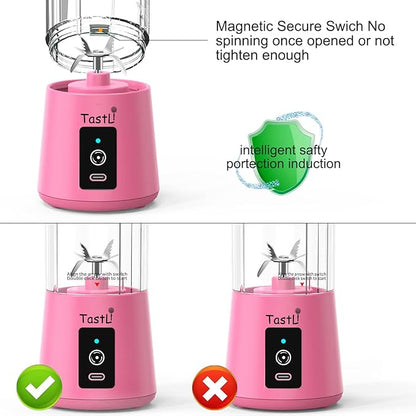 Portable Blender, Mini Personal Blender Bottles for shakes and smoothies，with USB Rechargeable On The Go Mixer Electric Blender juicer Cup for Fruit Juice Protein mixes (Pink)