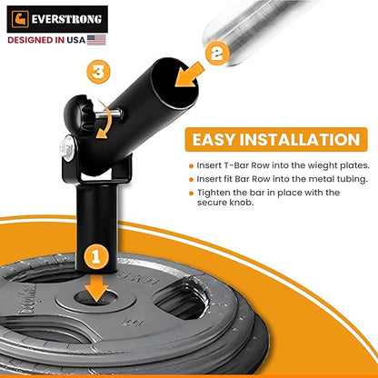 EVERSTRONG T Bar Row Attachment with V Bar Attachment Landmine Handle - 360 Swivel Landmine Attachment for Barbell for Full-Body Workout in Home Gym - Small Spaces - Deadlifts Squats Landmine Stand