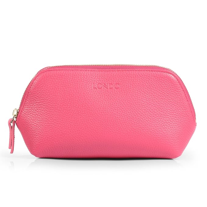 Genuine Leather Makeup Bag Cosmetic Pouch Travel Organizer Toiletry Clutch
