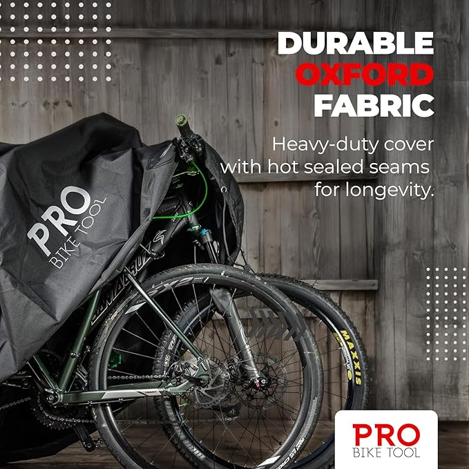 Pro-Bike Tool Cover for Outdoor Storage - Waterproof Bicycle Cover for Stationary 2 XL Bikes - Heavy Duty Ripstop, Anti UV Material - Weather Protection for Mountain & Road Bikes