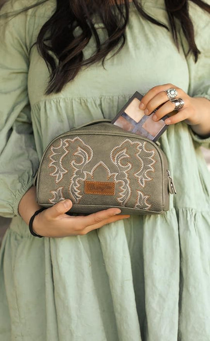 Wrangler Makeup Pouch Bag Mini Western Toiletry Purse Cosmetic Organizer Paisley Travel Pouch for Women