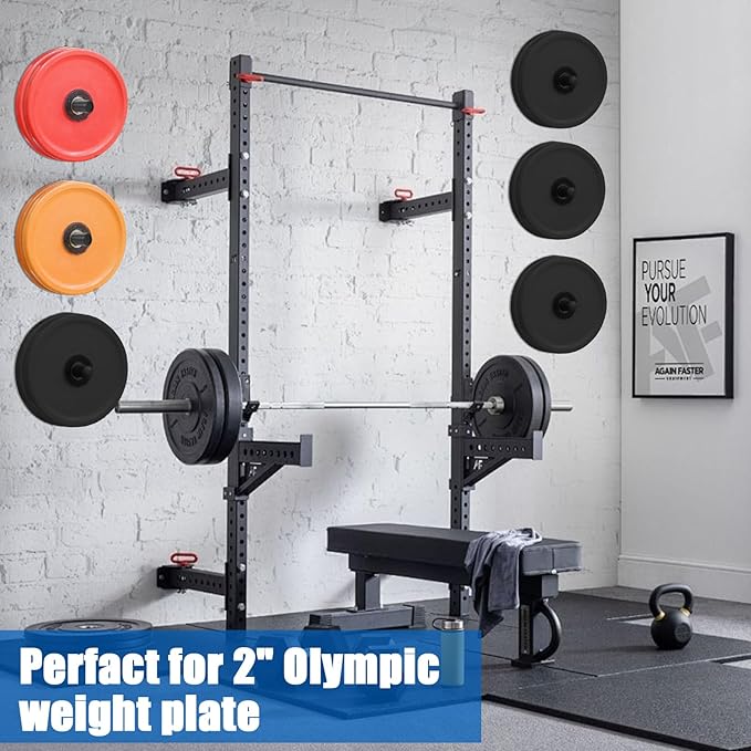 Wall-Mounted Weight Plate Holder (4-Pack) ， Heavy Duty 330LB Capacity Rack for 2" Olympic Plates | Compact Home Gym Storage Solution