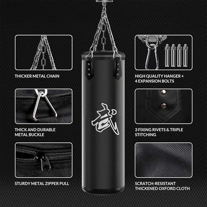Punching Bag Set for Adults with Gloves, Heavy Punching Bags Hanging, Boxing Fitness Workout Training Kick - Unfilled