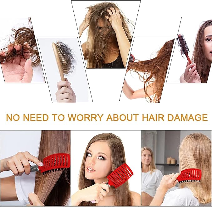 Voremy Magical Ultra Detangling Brush for Wet or Dry Hair - Fast Drying Styling Massage Hairbrush for Men, Women and Kids (Pink+Purple)