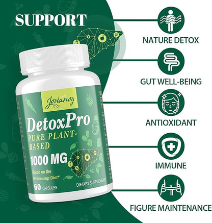 2000 MG Plant-Based Detox Cleanse – Natural Toxin Flush for Liver, Gut & Colon – Antioxidant & Digestive Support – Fast-Acting Detox Complex for Women & Men – 120 Capsules