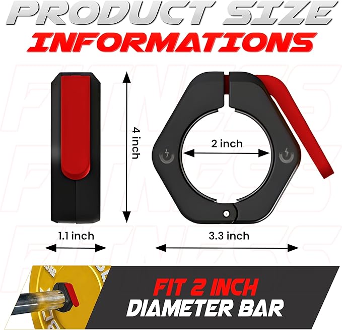 Barbell Clips 2 Inch Weight Bar Clamps Olympic 2 Inch
