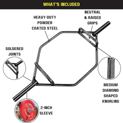 HulkFit 2-Inch Olympic Hex Weight Lifting Trap Bar