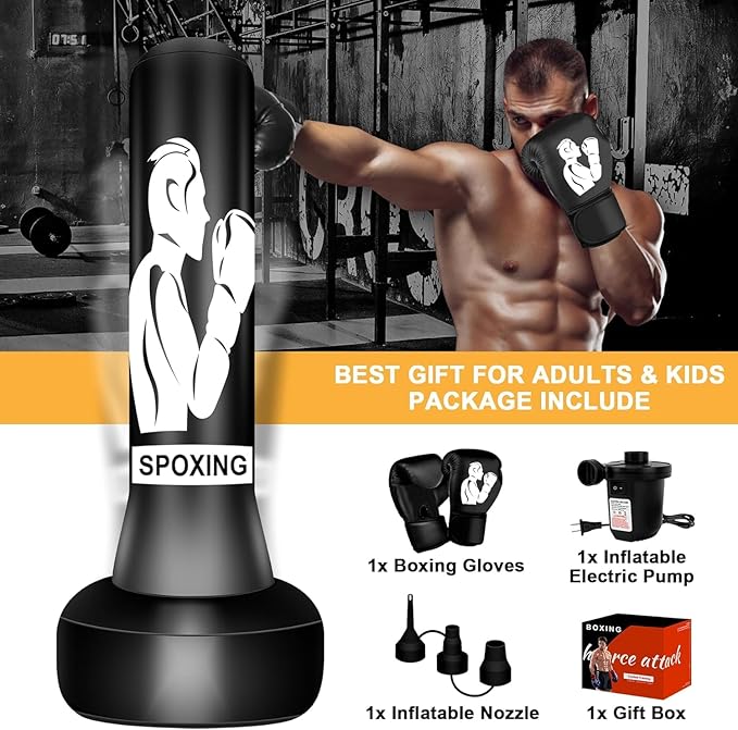 Standing Punching Bag for Adults, 70" Punching Bag Stand, Boxing Heavy Bag with Stand, Freestanding Punching Bag for Adults Men MMA Thai Fitness Karate Muay Beginners