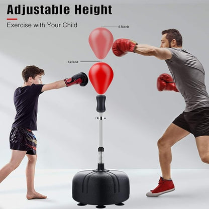 Midkawe Punching Bag with Stand for Adults & Kids, Adjustable Height Free Standing Boxing Reflex Bag, Ideal for MMA Reflex Speed Training, Fitness,Punching and Muscle Building