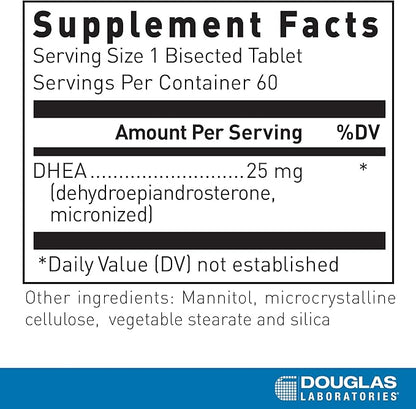 Douglas Laboratories DHEA 25 mg Dissolvable Tablets | Supports Immune Health, Brain, Bones, Metabolism and Lean Body Mass* | 60 Tablets