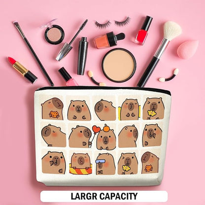 Cute Capybara Makeup Bag, Capybara Gifts for Women, Capybara Lovers Cosmetic Bag Travel Organizer Bags Makeup Pouch, Capybara Stuff Animal Lovers Gifts for Girls Nurse Christmas birthday Gifts