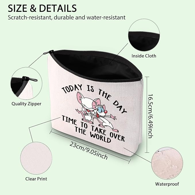 FOTAP Cartoon Characters Lover Gift Comedy Anime TV Series Makeup Bag Rat Brain Cosmetic Bag BFF Gift (THE WORLD)