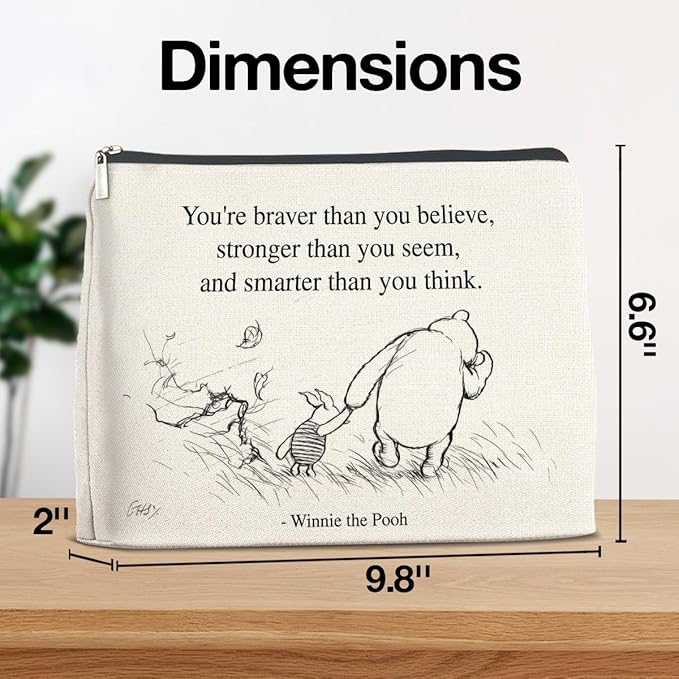 YeleY Inspirational Pooh Bear Gifts for Women Girls, Gifts for Women Girls Friends Sisters Daughter, Classic Pooh Bear Makeup Bag Friendship Cosmetic Makeup Bag