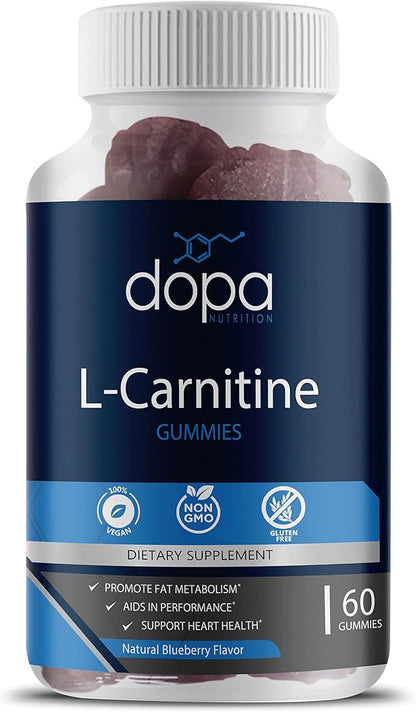 500mg L-Carnitine Gummies | L Carnitine Tartrate Pre Workout Supplement for Women and Men | Non-GMO, Vegan, Gluten-Free | Natural Blueberry Flavored Gummies… (60 Count)
