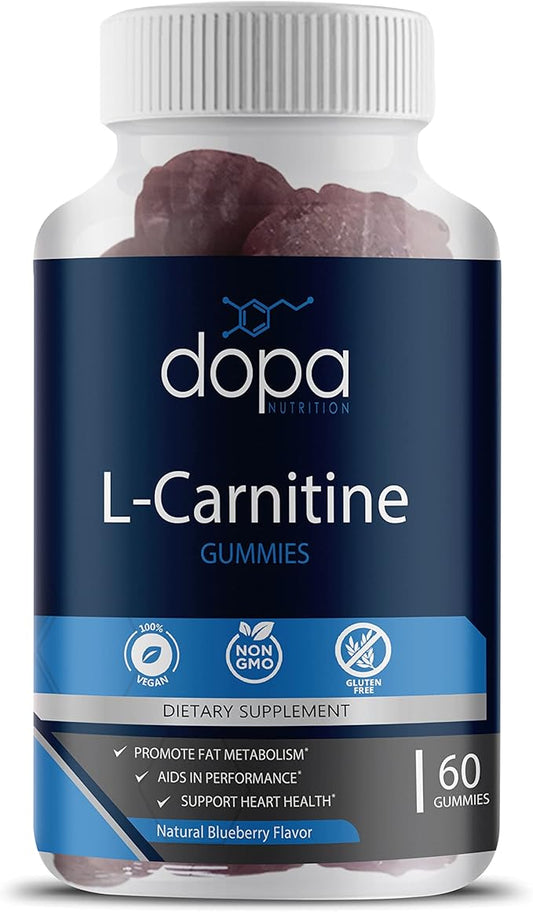 500mg L-Carnitine Gummies | L Carnitine Tartrate Pre Workout Supplement for Women and Men | Non-GMO, Vegan, Gluten-Free | Natural Blueberry Flavored Gummies… (60 Count)