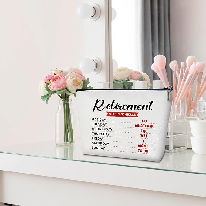 Multifunction Makeup Bag Purse - Retirement Weekly Schedule, Retired Gift for Her, Women, Mom, Wife, Grandma, Aunt, Coworker, Travel Accessories -05