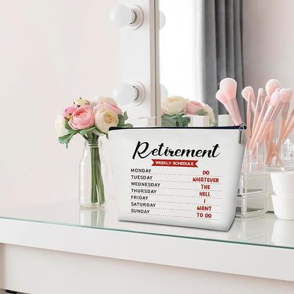 Multifunction Makeup Bag Purse - Retirement Weekly Schedule, Retired Gift for Her, Women, Mom, Wife, Grandma, Aunt, Coworker, Travel Accessories -05