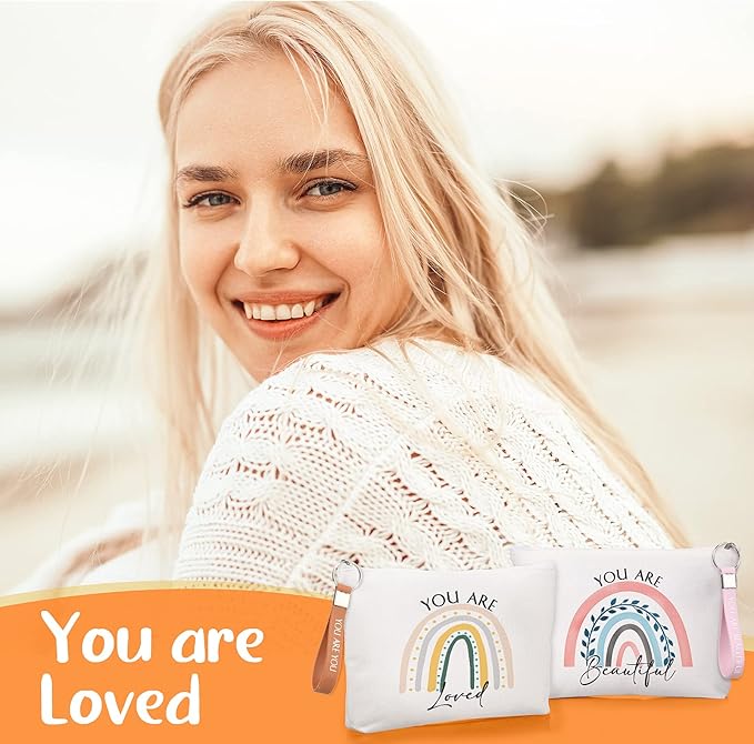 Inbagi 10 Set Inspirational Gifts Bulk for Women with 10 Keychains and 10 Bags Thank You Employee Appreciation for Adults