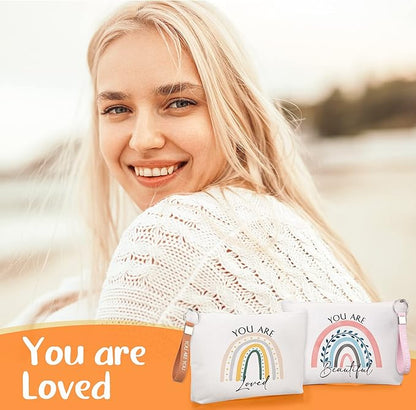 Inbagi 10 Set Inspirational Gifts Bulk for Women with 10 Keychains and 10 Bags Thank You Employee Appreciation for Adults