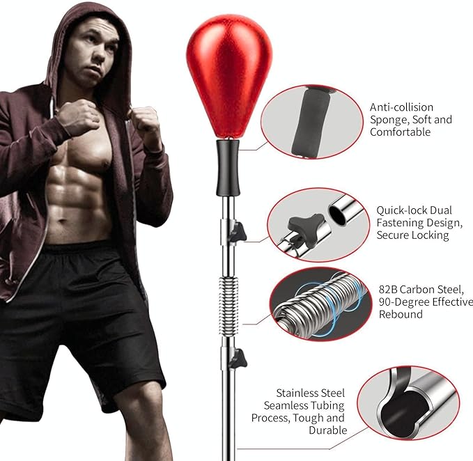 Punching Bag for Adults and Kids - Height Adjustable Suction Cup Base Boxing Bag with Stand, Boxing Equipment Fitness, Reflex Bag Speed Bag for Training