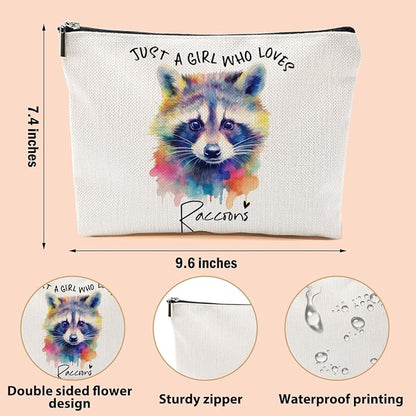 Raccoon Gifts Makeup Bag, Raccoon Lovers Cosmetic Bag Travel Organizer Bags Makeup Pouch, Christmas Birthday Animal Lovers Gifts for Horse Lovers Women Girls Friends