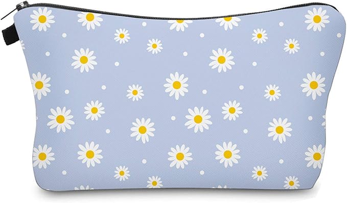 Cute Travel Makeup Bag Cosmetic Bag Small Pouch Gift for Women (Daisy)