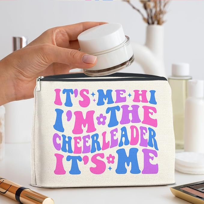 Cheerleader Gifts Makeup Bag Cheerleading Team Gifts for Women Cheerleader Cosmetic Bag It's Me Hi I'm the Cheerleader Zipper Makeup Pouch Gift