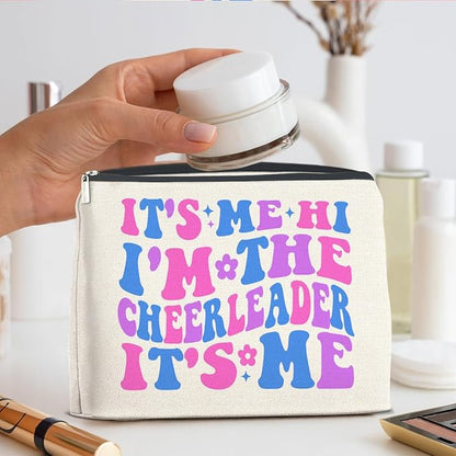 Cheerleader Gifts Makeup Bag Cheerleading Team Gifts for Women Cheerleader Cosmetic Bag It's Me Hi I'm the Cheerleader Zipper Makeup Pouch Gift