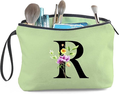 SEAMOON Women Birthday Maid of Honor Monogrammed Gifts for Bride Bridesmaid Sister Friend Her Teacher Makeup Cosmetic Bag with Mirror Mothers Day Christmas Graduation R