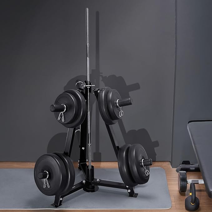 VEVOR Weight Plate Rack, Weight Plate Tree for 2-Inch Weight Plates, Standard Weight Plate Tree, 300 lbs Load Capacity Weight Storage Holder, Home Gym Barbell Rack Storage Stand, Black