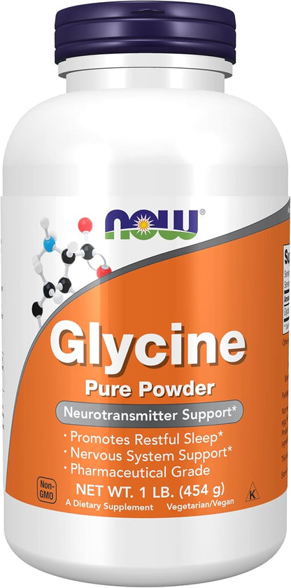 NOW Foods Supplements, Glycine Pure Powder, Promotes Restful Sleep*, Neurotransmitter Support*, 1-Pound