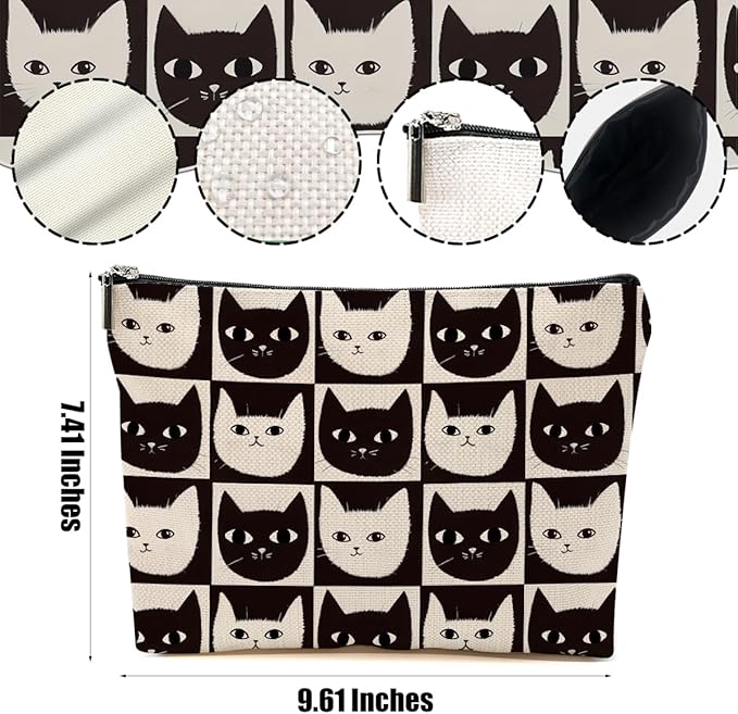 Cat Makeup Bag Cat Gifts Cosmetic Bag Cat Lover Gifts for Women Girls Best Friends Aunt Mom Cat Themed Gifts Cat Stuff Travel Organizer Zipper Pouch Graduation Birthday Friendship Gifts
