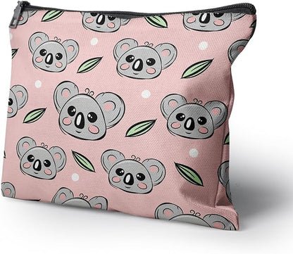 Cafl Cute Koala Face Makeup Bag Koala Cosmetic Bag for Women Large Capacity Make Up Bag Portable Travel Toiletry Pouch Organizer 10 * 8inch