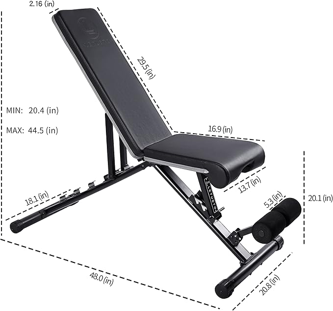 Letusto Adjustable Weight Bench Heavy Duty Incline Decline 1100 lb