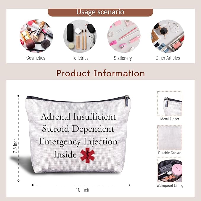 Nurse Doctor Cosmetic Bag - Doctor Nurse Gifts for Women, Nurse Small Medical Bag,Adrenal Insufficiency Makeup Bag, Emergency Makeup Bag, Emergency Injection Bag for Travel (2)