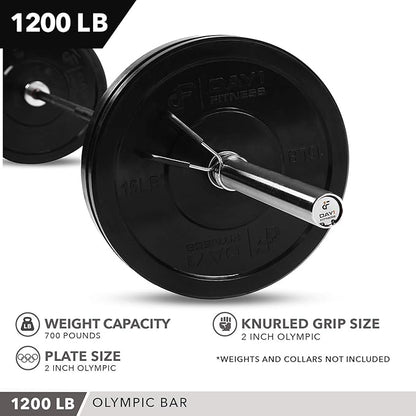 Olympic Barbell 2” 700 OR 1200 Pound 7’ by D1F for 2” Plates