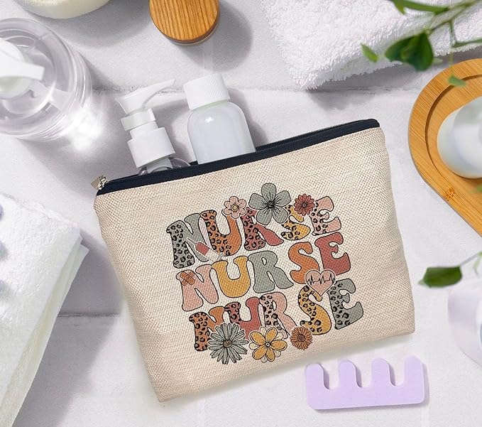 IWXYI Nurse Makeup Bag, Zipper Pouch Travel Toiletry for Women, Appreciation Gift, Nursing Week, Graduate Gifts