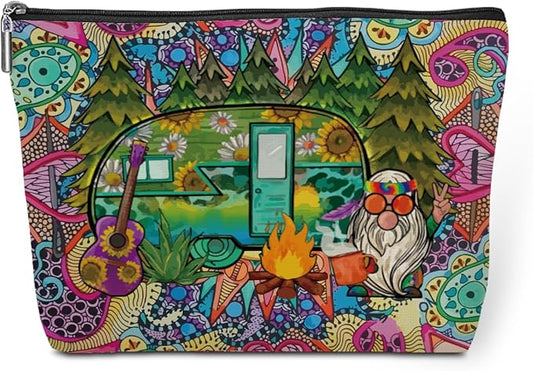 jeilink Hippie Gifts Makeup Bag Funny Hippie Van Hippie Decor Stuff Retro Camper Car Travel Toiletry Bag for Women Best Friends Grandma Mom Sister Coworker Nurse Camping Birthday Christmas Retirement