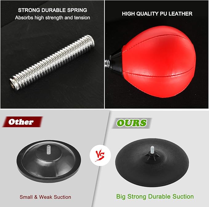 Goldboy Stress Buster - Desktop Punching Bag with Stand and 2 Extra Balls, Boxing Reflex Bag (Red)